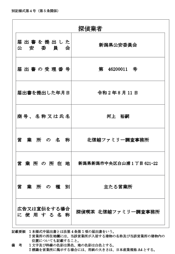 探偵業標識拡大図